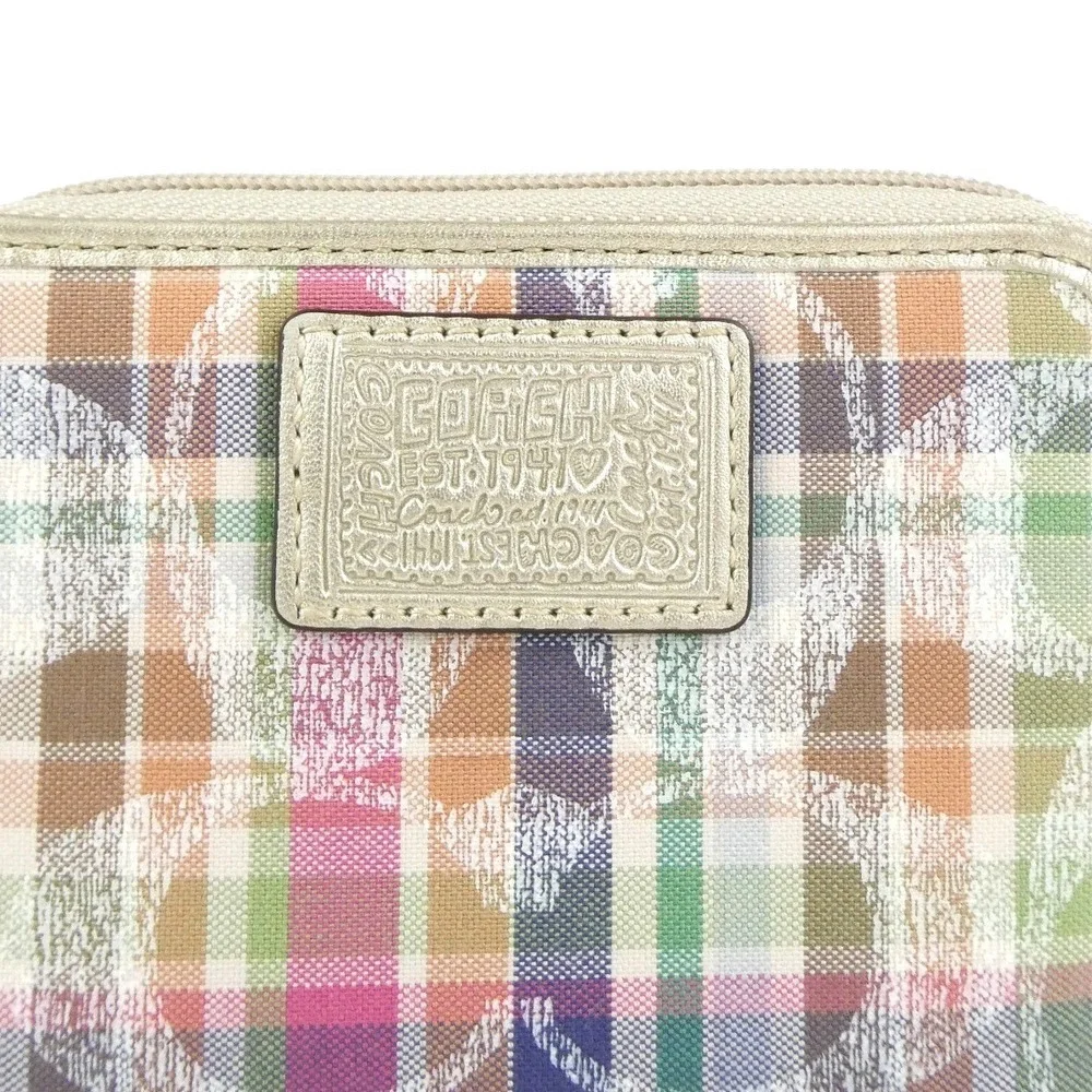 Coach Signature Poppy Plaid Small Wristlet
